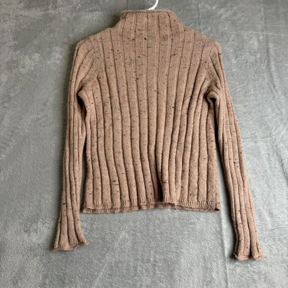 Madewell Sweater Womens XS Brown Confetti Knit Mock Neck Wool Blend Ribbed Fall - Picture 1 of 9